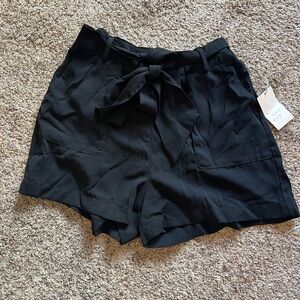 A New Day Black High Waist Paper Bag Tie Shorts